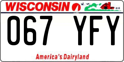 WI license plate 067YFY