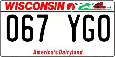 WI license plate 067YGO