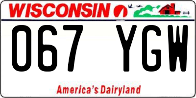 WI license plate 067YGW