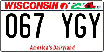 WI license plate 067YGY