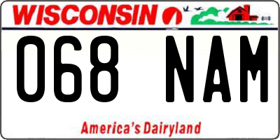 WI license plate 068NAM