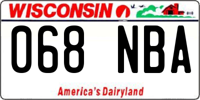 WI license plate 068NBA