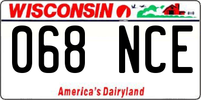 WI license plate 068NCE