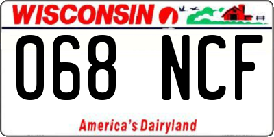 WI license plate 068NCF