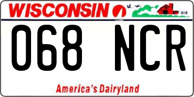 WI license plate 068NCR