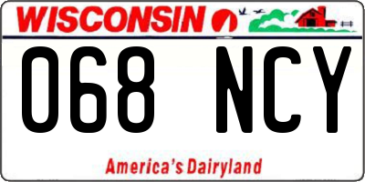 WI license plate 068NCY