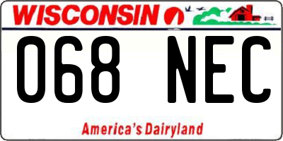 WI license plate 068NEC