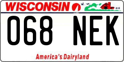 WI license plate 068NEK