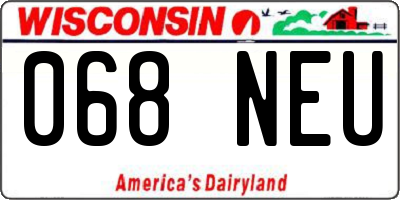WI license plate 068NEU