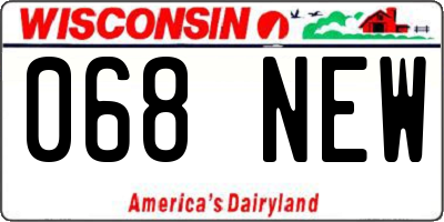 WI license plate 068NEW