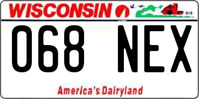 WI license plate 068NEX