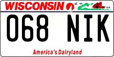 WI license plate 068NIK