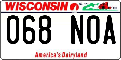 WI license plate 068NOA