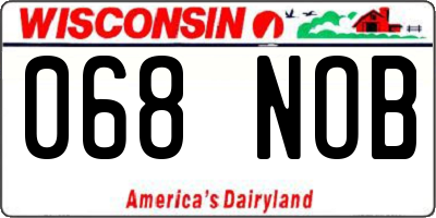 WI license plate 068NOB
