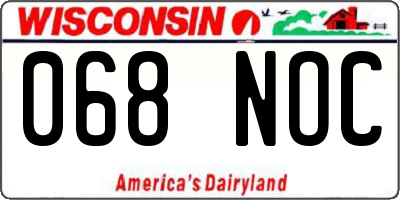 WI license plate 068NOC