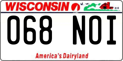 WI license plate 068NOI