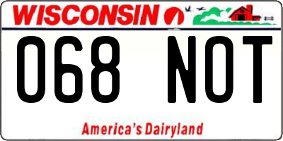 WI license plate 068NOT