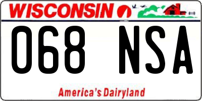 WI license plate 068NSA