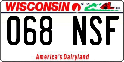 WI license plate 068NSF
