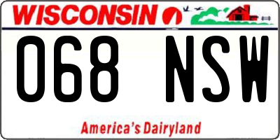 WI license plate 068NSW