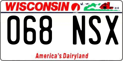WI license plate 068NSX