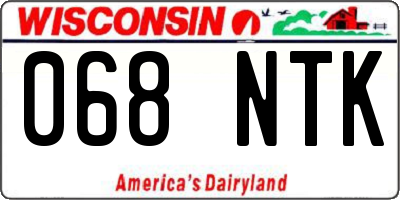 WI license plate 068NTK