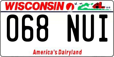 WI license plate 068NUI