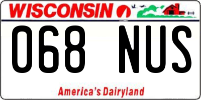 WI license plate 068NUS