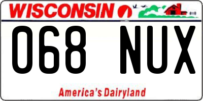 WI license plate 068NUX