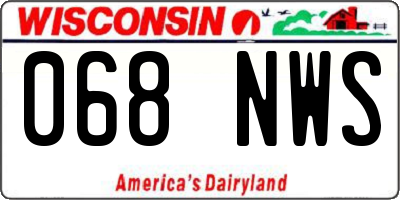 WI license plate 068NWS