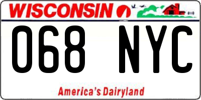 WI license plate 068NYC