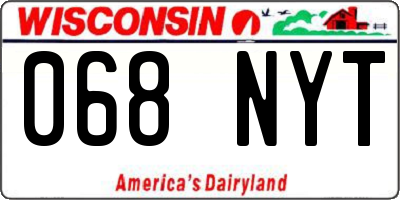 WI license plate 068NYT
