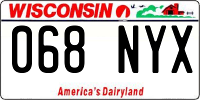 WI license plate 068NYX