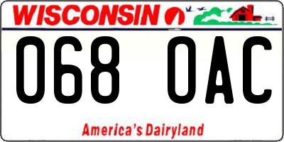 WI license plate 068OAC