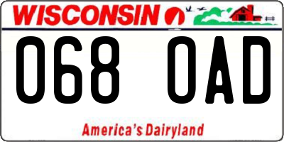 WI license plate 068OAD