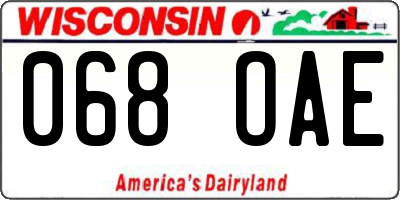 WI license plate 068OAE