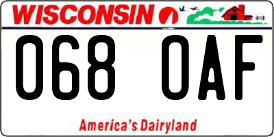 WI license plate 068OAF