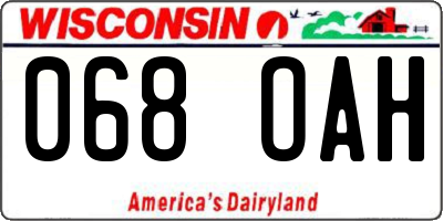WI license plate 068OAH