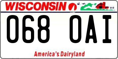 WI license plate 068OAI