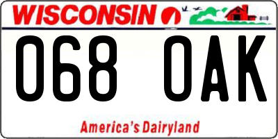WI license plate 068OAK
