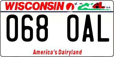 WI license plate 068OAL