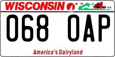 WI license plate 068OAP