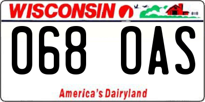 WI license plate 068OAS