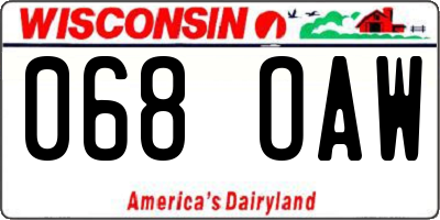 WI license plate 068OAW