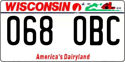 WI license plate 068OBC