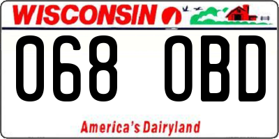 WI license plate 068OBD