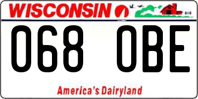 WI license plate 068OBE