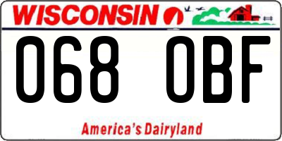 WI license plate 068OBF