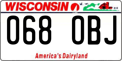 WI license plate 068OBJ