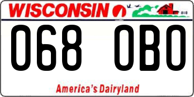 WI license plate 068OBO